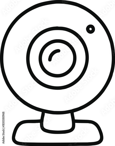 Simple black and white line drawing of a webcam device