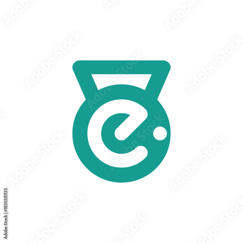 Abstract logo concept for an e-fitness brand, featuring a clean kettlebell shape and an embedded 'e' initial for a digital gym or sports app