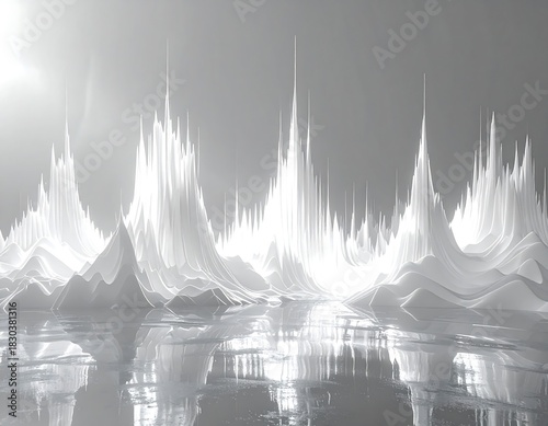 Wallpaper Mural Abstract, glossy, monochromatic landscape with sharp, jagged forms Torontodigital.ca