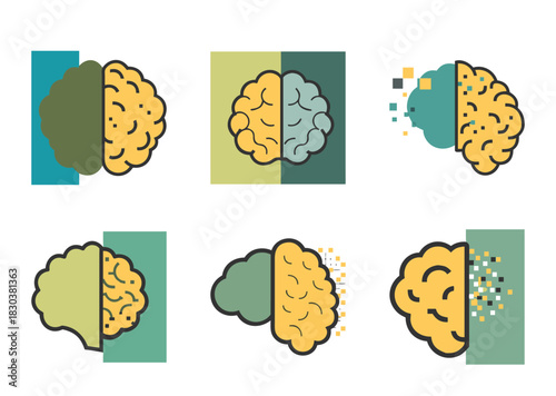 Creative conceptual illustration of human brain halves representing logic versus creativity