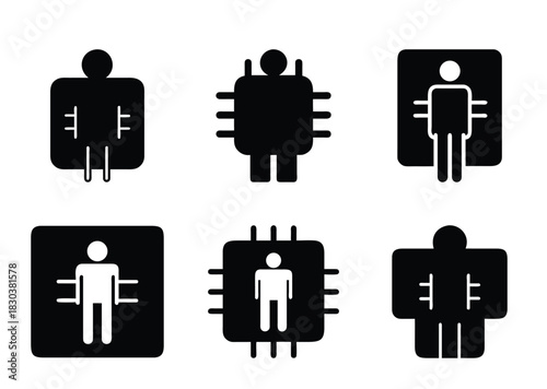 Six symbolic representations of human computer interaction and integrated technologies concept