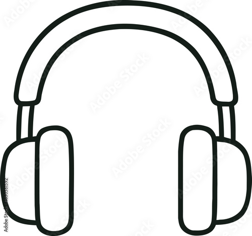 Simple line art illustration of headphones on a white background