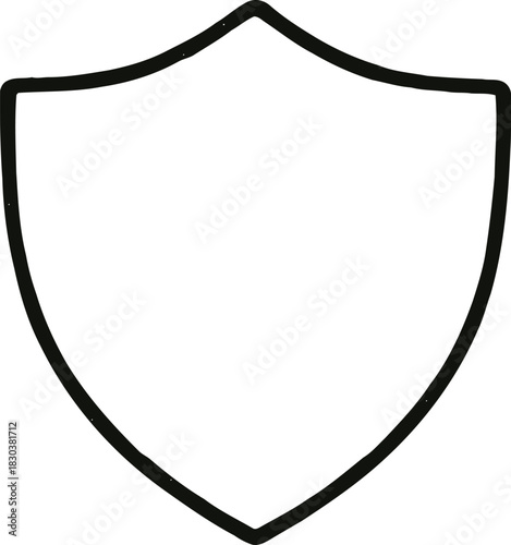 Simple black outline of a shield on white background