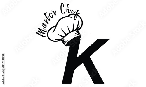 chef logo with a combination of letter k and chef hat for any business especially for restaurant, cafe, catering, etc.