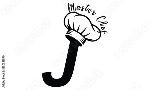 chef logo with a combination of letter j and chef hat for any business especially for restaurant, cafe, catering, etc.