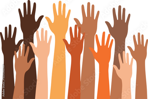 Diverse hands reaching up, symbolizing unity and community support, perfect for advocacy campaigns and social justice initiatives that inspire hope