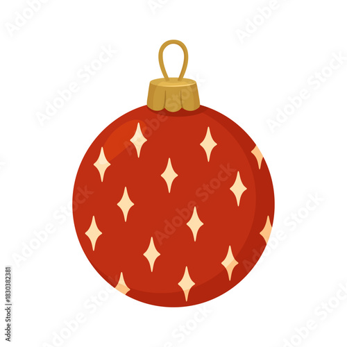 Red Christmas Ornament With Stars