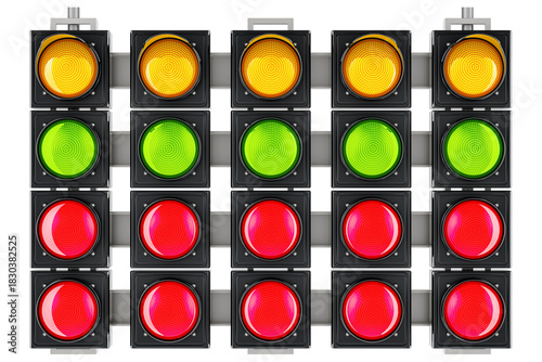 Start line racing starting lights system, transparent background