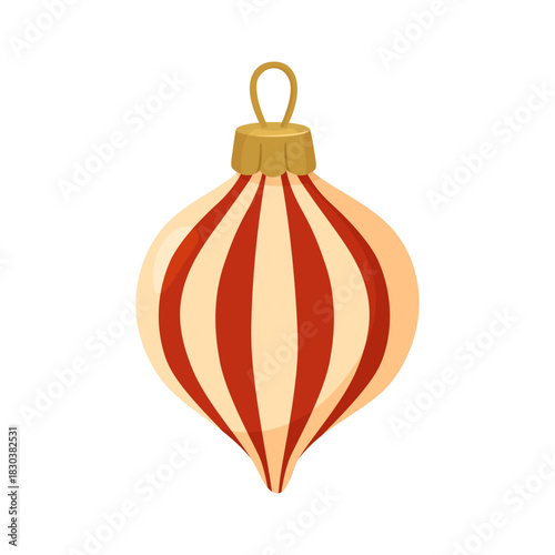 Striped Christmas Ornament Teardrop Shape