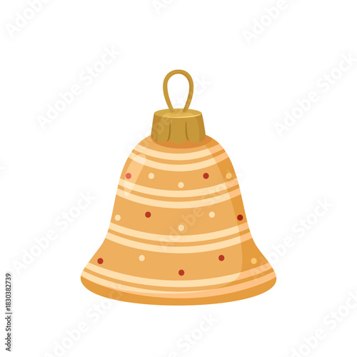 Golden Striped Christmas Bell Ornament