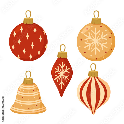 Set Of Five Christmas Ornaments