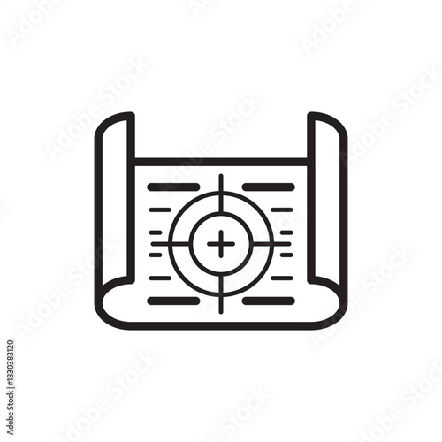 Project scope icon symbolizing defined boundaries, measurable deliverables, and clear objectives, representing strategic project management, work breakdown structure, change control, and planning.