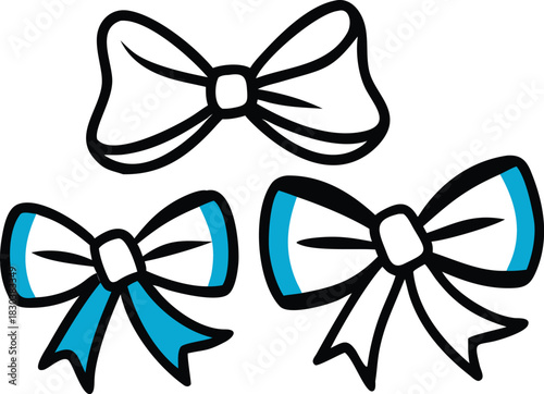 Vactor doodle icon of various decorative bow tie shapes.
