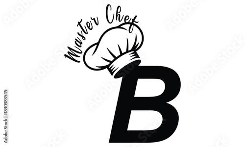 chef logo with a combination of letter b and chef hat for any business especially for restaurant, cafe, catering, etc.