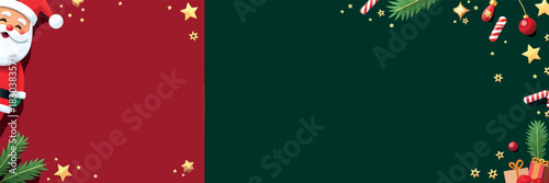 Christmas Sale Banner with Santa, Gifts, and Trees
