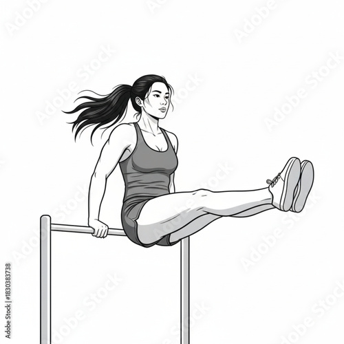 A smiling brunette woman in a white dress sits gracefully on a chair, creating a beautiful and elegant dance-like pose