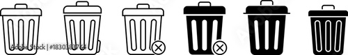 Collection of stylized water bottle icons in black and white