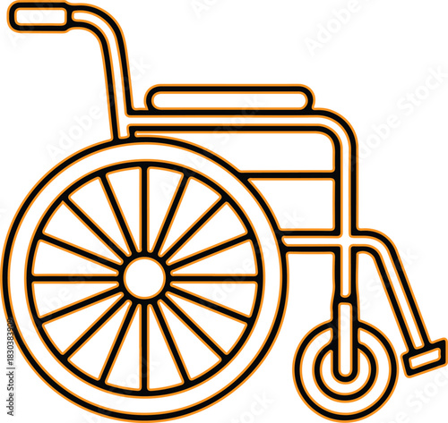 Simple line drawing of a wheelchair for accessibility and mobility