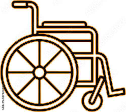Simple line art icon of a wheelchair for mobility assistance