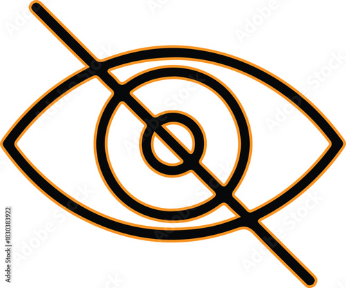Symbol of a crossed out eye indicating no visibility or privacy