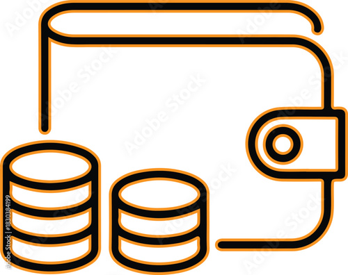 Wallet and coins icon representing financial savings and wealth
