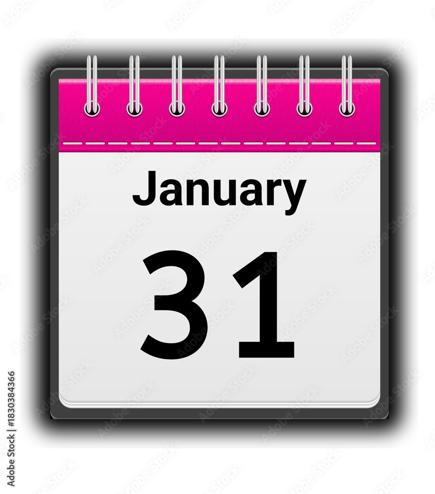 Fototapeta premium Daily Calendar Icon January 31th Date Reminder Planner Vector Illustration