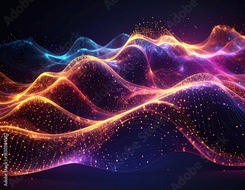 Wallpaper Mural Abstract, glowing, wavy lines form a vibrant, colorful, digital illustration Torontodigital.ca