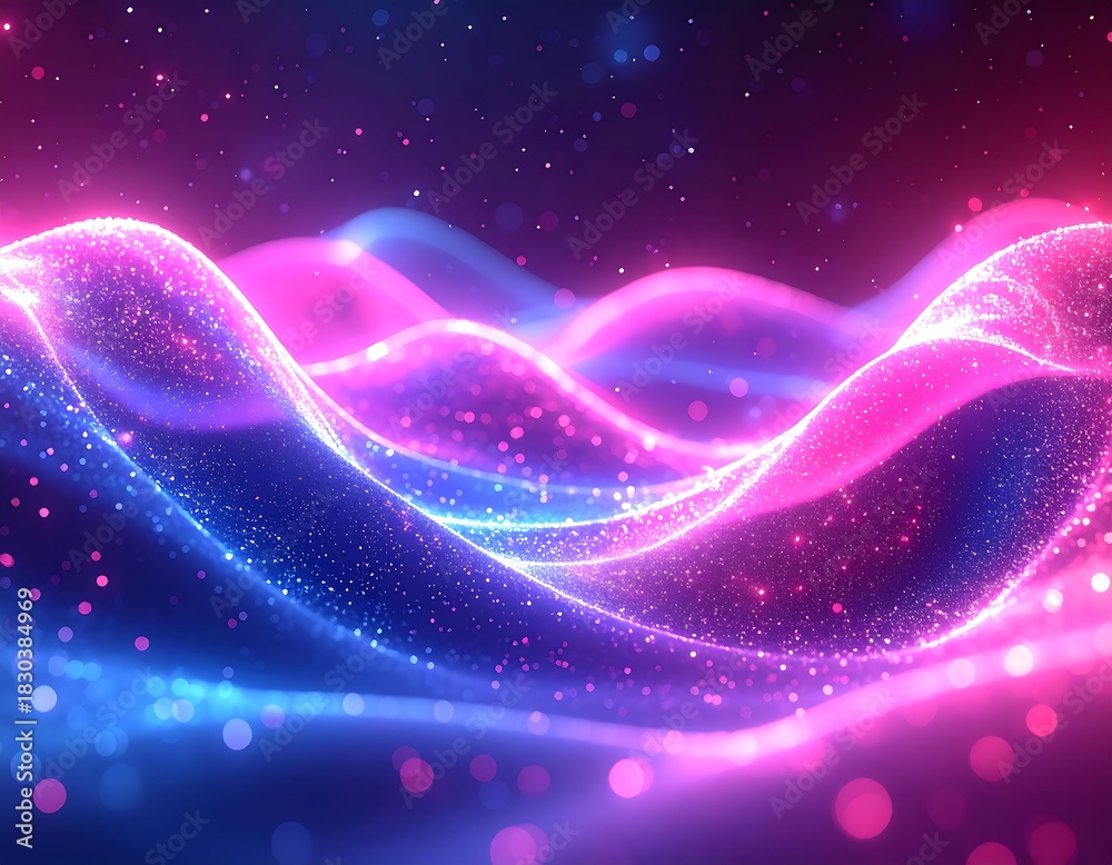 custom made wallpaper toronto digitalAbstract, glowing, wavy lines in shades of blue and pink