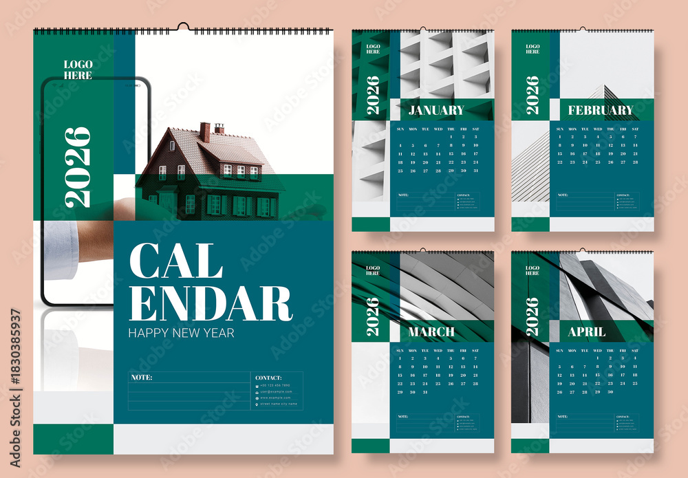 Corporate Business 2026 Calendar Stock Template | Adobe Stock
