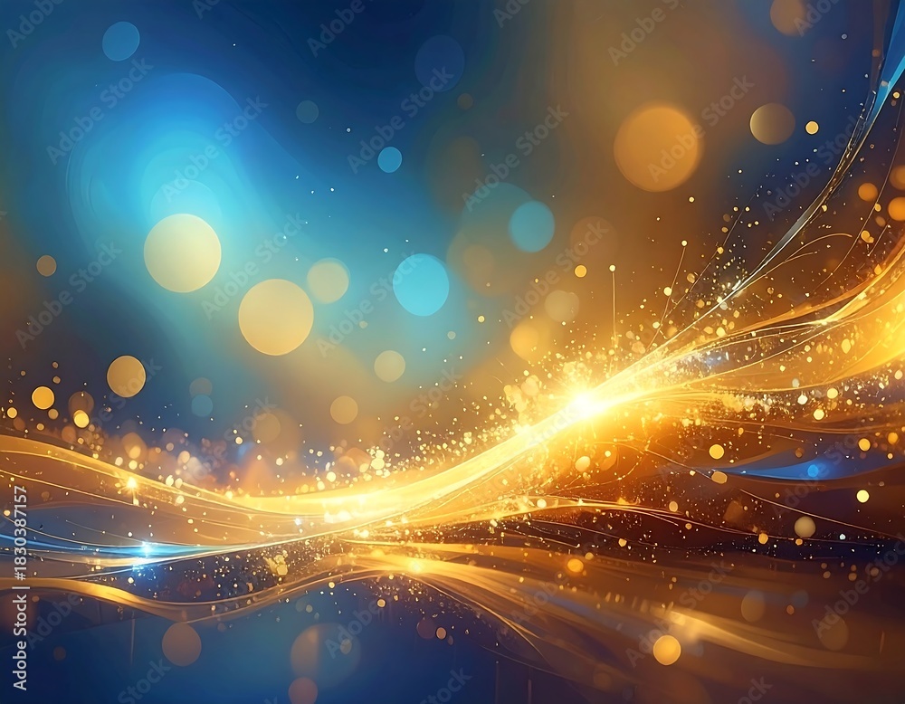 custom made wallpaper toronto digitalAbstract golden light trails against a blue and gold blurred backdrop