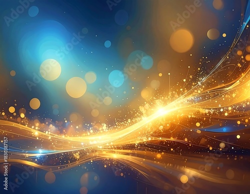 Wallpaper Mural Abstract golden light trails against a blue and gold blurred backdrop Torontodigital.ca