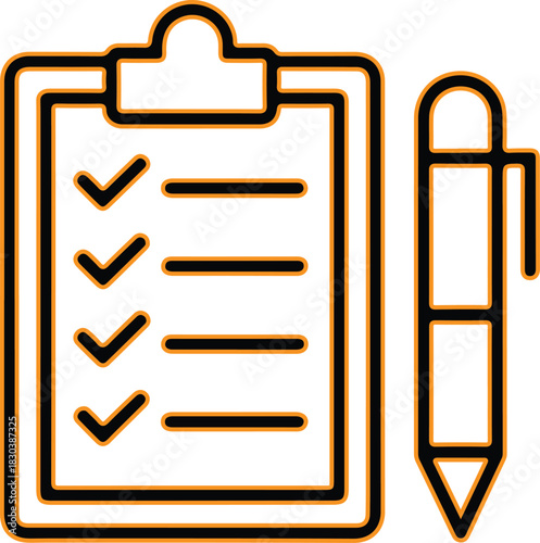 Clipboard with checklist and pen icon for tasks and planning