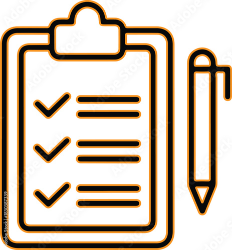 Clipboard with checklist and pen icon for tasks and planning