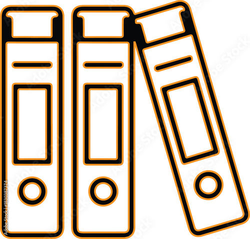 Three ring binders lined up on white background