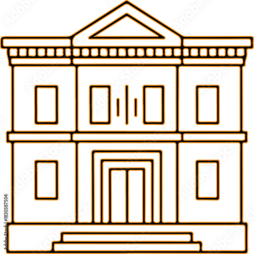 Classic building facade with columns and pediment icon