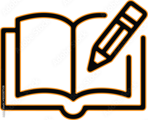 Open book with pencil icon symbolizing learning and writing