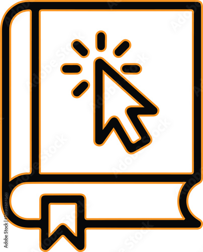 Digital book icon with cursor clicking on page