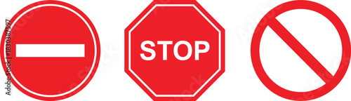 Red Sing Stop and warning symbol Vector.