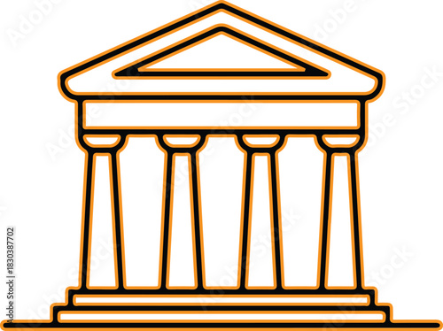 Classic greek temple building with columns and pediment
