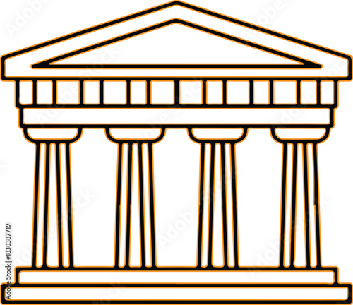 Classical greek temple architecture with columns and pediment