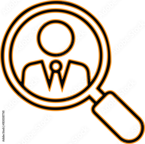 Magnifying glass over a person icon for search and analysis