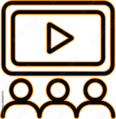 Audience watching a movie on a large screen icon