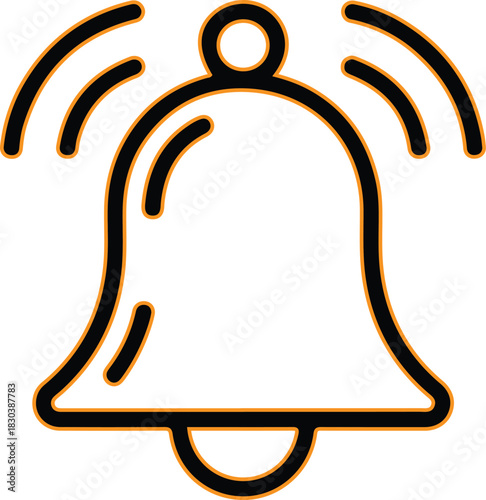 Stylized outline of a ringing bell with sound waves