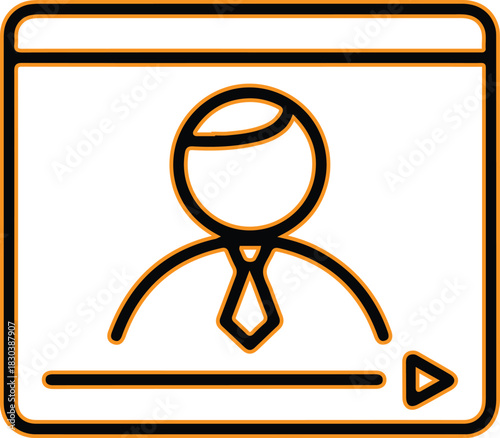 Online business meeting person in video call window