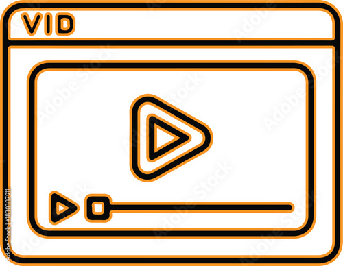 Digital video player interface with play button and timeline