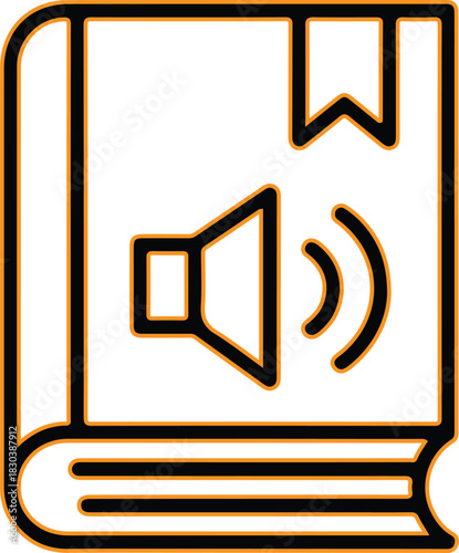 Audiobook icon representing sound and reading a book