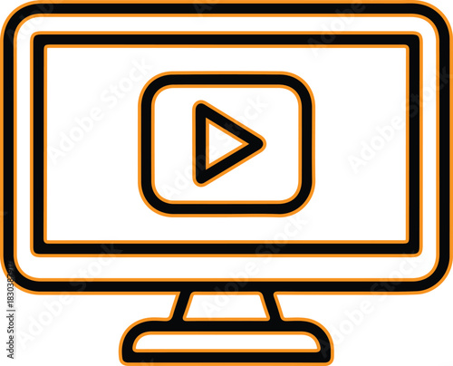 Computer screen displaying a play button for video content