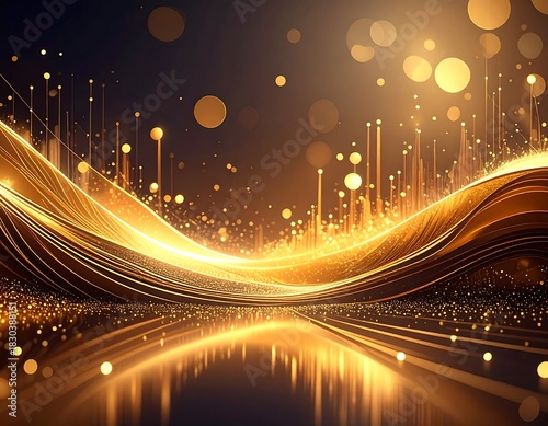 Wallpaper Mural Abstract golden wave with bokeh effects and light reflections Torontodigital.ca