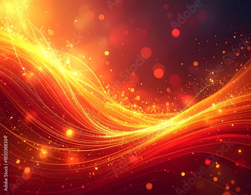 Wallpaper Mural Abstract golden wave with particles against a warm, gradient background Torontodigital.ca