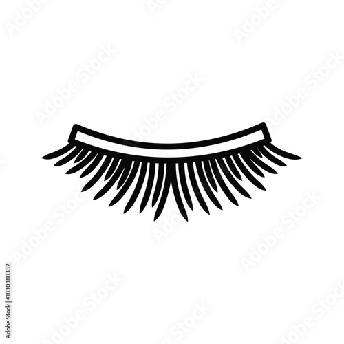 Closed eyelashes icon for beauty, sleep, and relaxation concepts isolated on white.